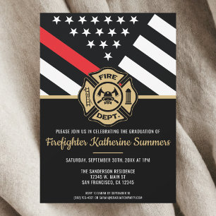 Firefighter Fire Academy Firewoman Graduation Invitation