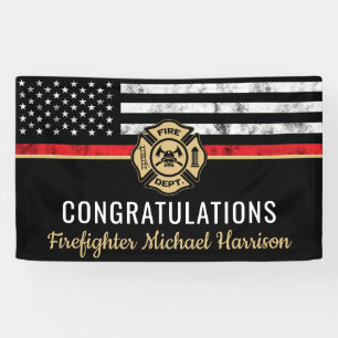 Firefighter Fire Academy Flag Graduation Party Banner