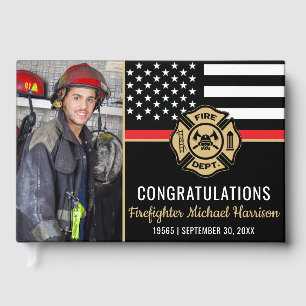 Firefighter Fire Academy Flag Graduation Photo Guest Book