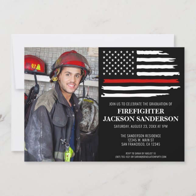 Firefighter Fire Academy Graduation Fireman Photo Invitation (Front)