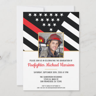Firefighter Fire Academy Graduation Fireman Photo Invitation
