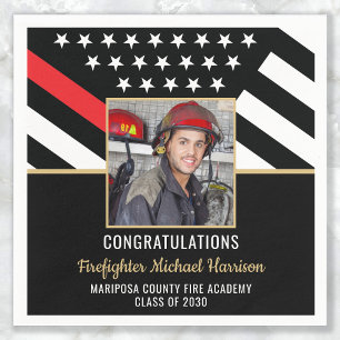 Firefighter Fire Academy Graduation Fireman Photo Napkin