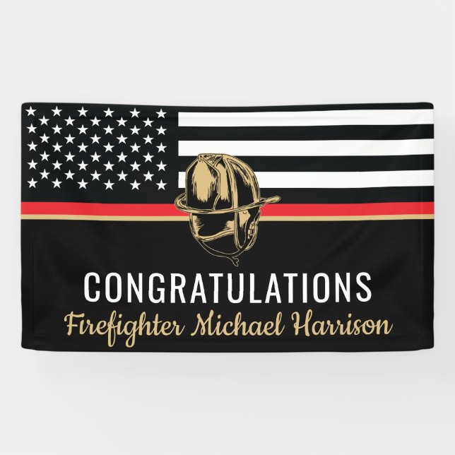 Firefighter Fire Academy Graduation Party Banner (Horizontal)