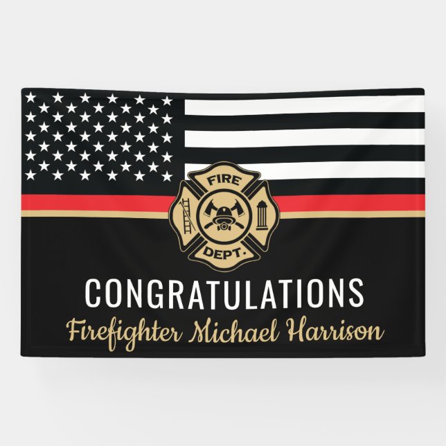 Firefighter Fire Academy Graduation Party Banner (Horizontal)