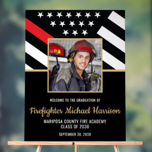 Firefighter Fire Academy Graduation Party Photo Acrylic Sign