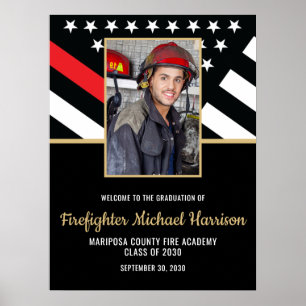 Firefighter Fire Academy Graduation Party Photo Poster