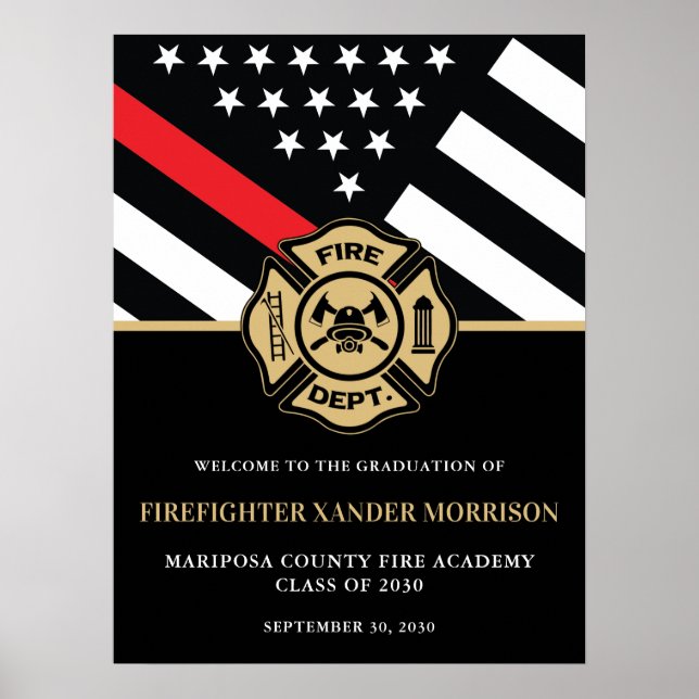 Firefighter Fire Academy Graduation Party Welcome Poster (Front)