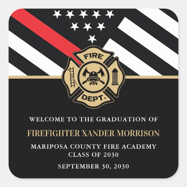 Firefighter Fire Academy Graduation Party Welcome Square Sticker (Front)