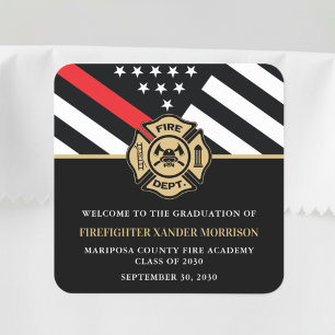 Firefighter Fire Academy Graduation Party Welcome Square Sticker