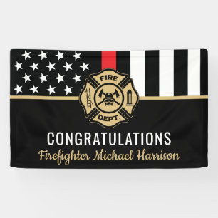 Firefighter Fire Academy Graduation Red Line Flag Banner