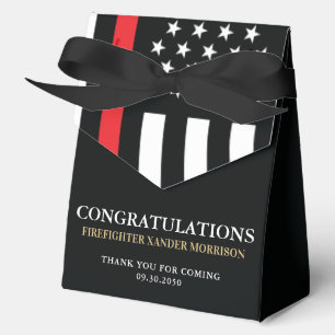 Firefighter Fire Academy Graduation Red Line Flag Favour Box