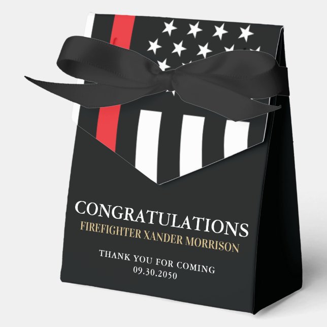 Firefighter Fire Academy Graduation Red Line Flag Favour Box (Front)