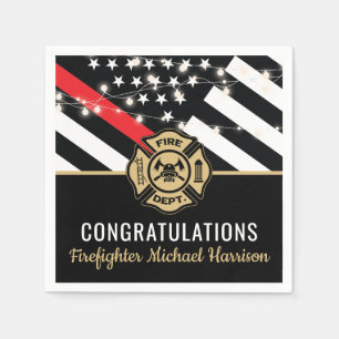 Firefighter Fire Academy Graduation Red Line Flag Napkin