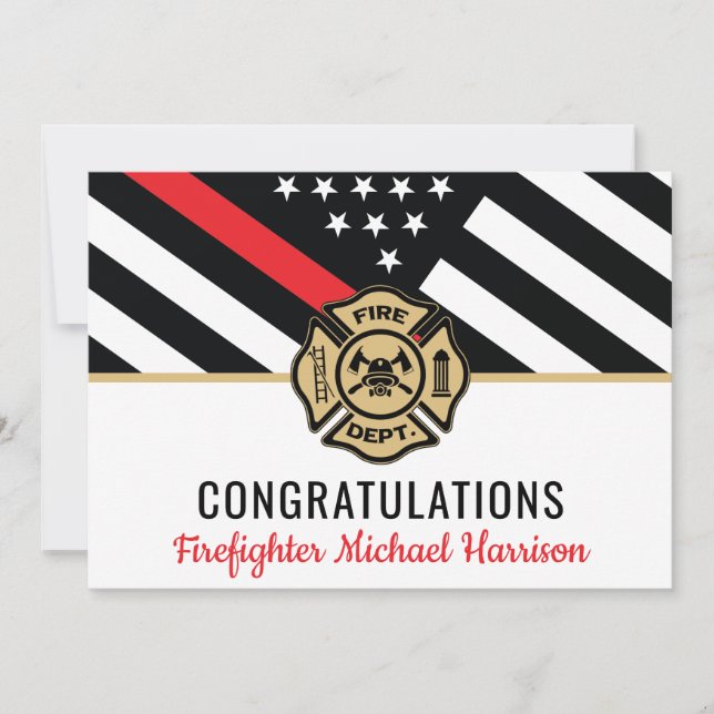 Firefighter Fire Academy Red Line Flag Graduation (Front)