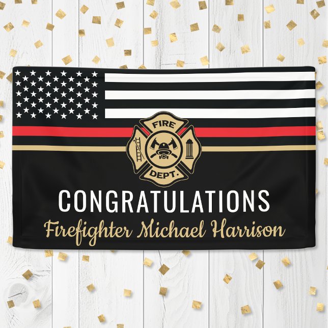 Firefighter Fire Academy Red Line Flag Graduation Banner (Firefighter Fire Academy Red Line Flag Graduation Banner)