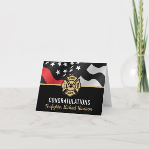 Firefighter Fire Academy Red Line Flag Graduation Card
