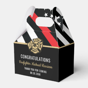Firefighter Fire Academy Red Line Flag Graduation Favour Box