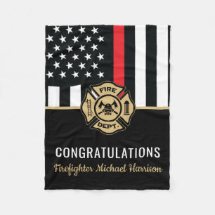 Firefighter Fire Academy Red Line Flag Graduation  Fleece Blanket
