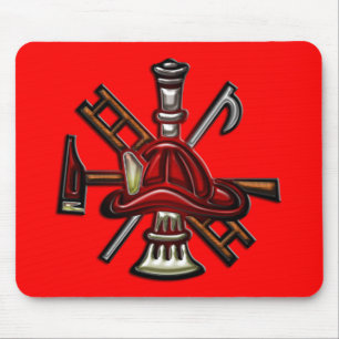 Firefighter Fire and Rescue Department Emblem Mouse Pad