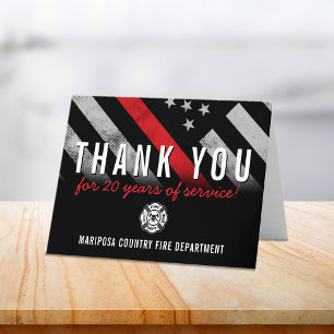 Firefighter Fire Department 20 Year Anniversary Thank You Card