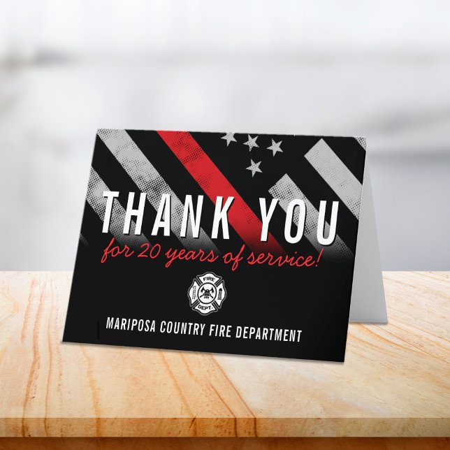 Firefighter Fire Department 20 Year Anniversary Thank You Card (Firefighter Fire Department 20 Year Anniversary Thank You Card)