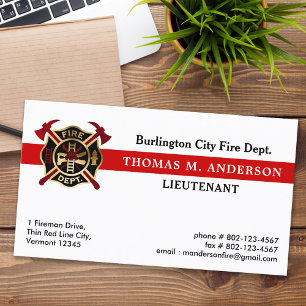 Firefighter Fire Department Custom Logo Fireman  Business Card