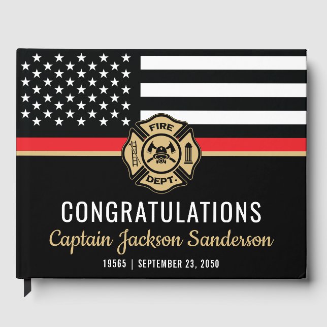 Firefighter Fire Department Fireman Retirement Guest Book (Front)