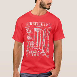 Firefighter Fire Department Fireman Vintage Patent T-Shirt