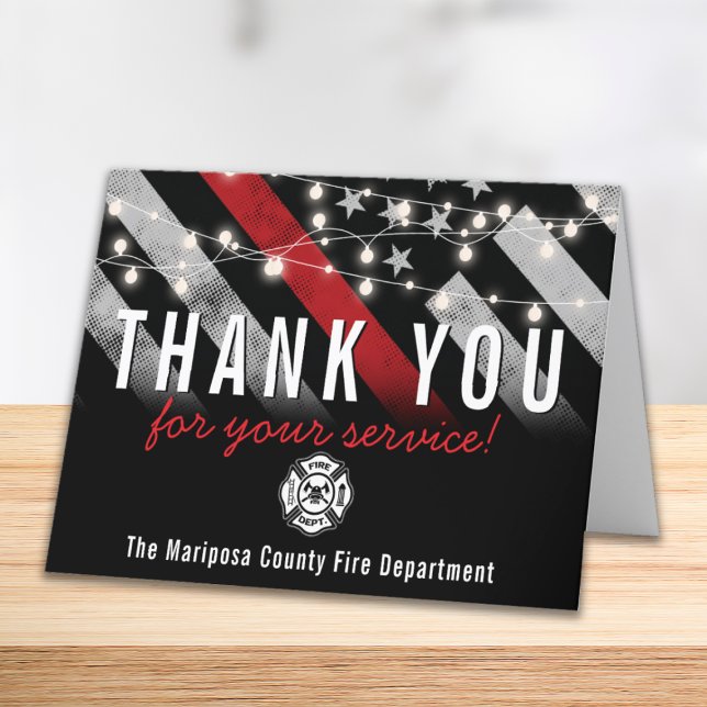 Firefighter Fire Department Flag First Responder Thank You Card (Say thank you with this thank you card that is perfect for firefighters or fire department employees)