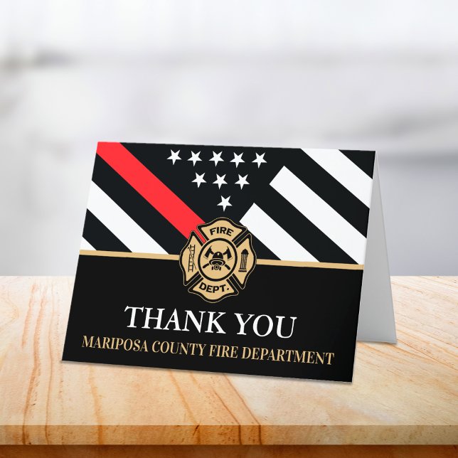 Firefighter Fire Department Flag First Responder Thank You Card (Firefighter Fire Department Flag First Responder Thank You Card)