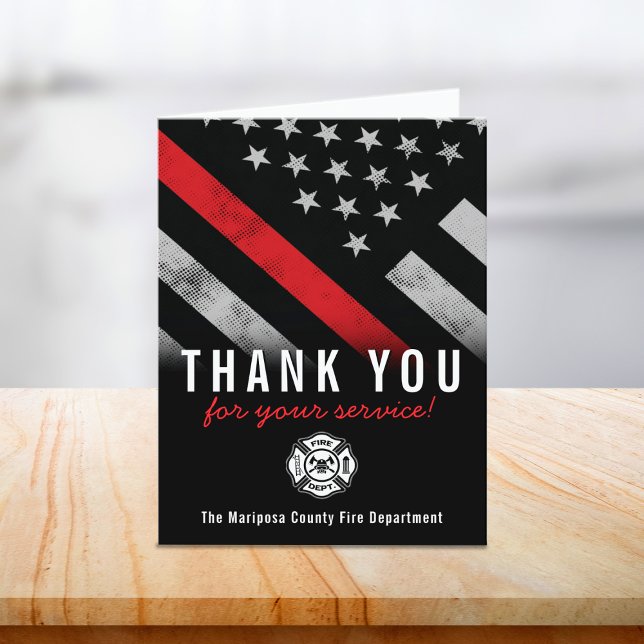 Firefighter Fire Department Flag First Responder Thank You Card (Firefighter Fire Department Flag First Responder Thank You Card)