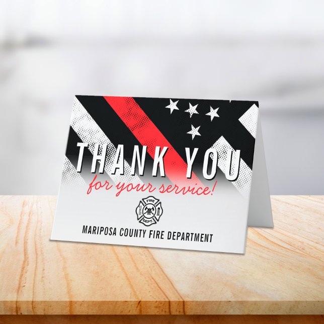 Firefighter Fire Department Flag First Responder Thank You Card (Firefighter Fire Department Flag First Responder Thank You Card)