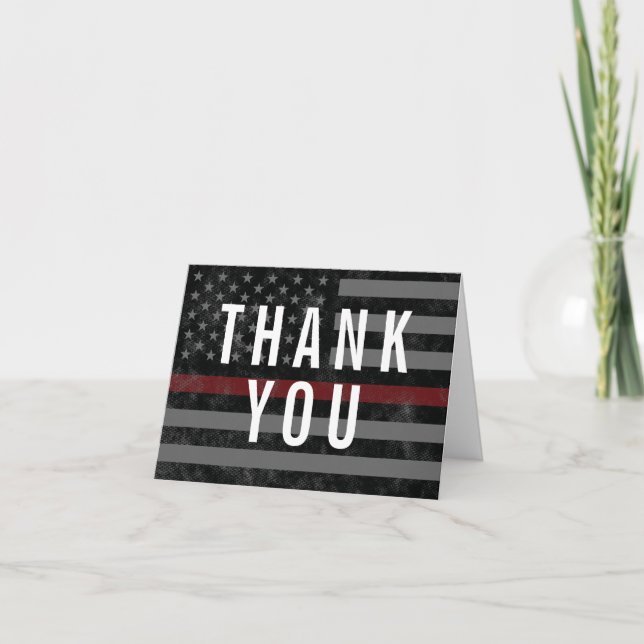 Firefighter Fire Department Flag First Responder Thank You Card (Front)