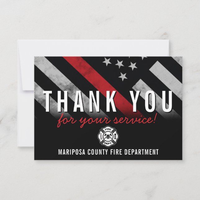 Firefighter Fire Department Flag First Responder Thank You Card (Front)