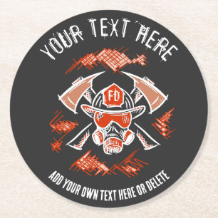 Firefighter / Fire Department Gift Template.  Round Paper Coaster