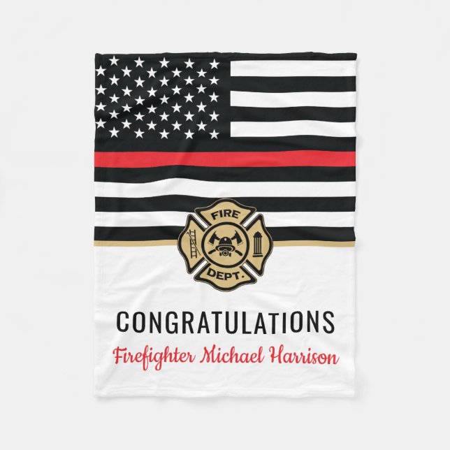 Firefighter Fire Department Graduation Fireman Fleece Blanket (Front)