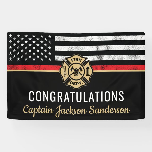 Firefighter Fire Department Retirement Fireman Banner (Horizontal)