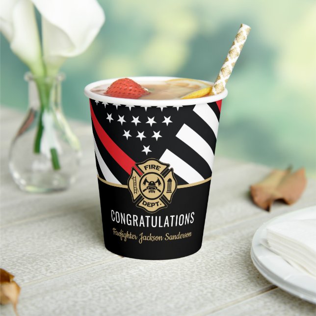 Firefighter Fire Department Retirement Fireman Paper Cups (Insitu)