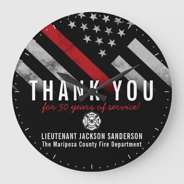 Firefighter Fire Department Retirement Party Large Clock (Front)