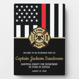 Firefighter Fire Department Retirement Party Plaque