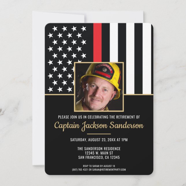 Firefighter Fire Department Retirement Photo Invitation (Front)