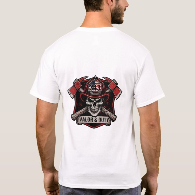 Firefighter/Fire Department Skull Axes T-Shirt (Back)