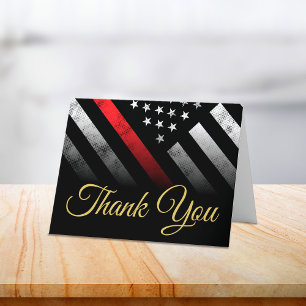 Firefighter Fire Department Thin Red Line Fireman Thank You Card