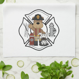 Firefighter Fire Dept Bear Tea Towel