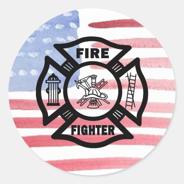 Firefighter Fire Dept Logo  Classic Round Sticker (Front)