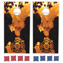 Firefighter Fire Dept Logo   Cornhole Set
