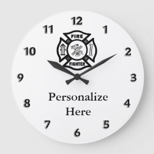 Firefighter Fire Dept Symbol Large Clock