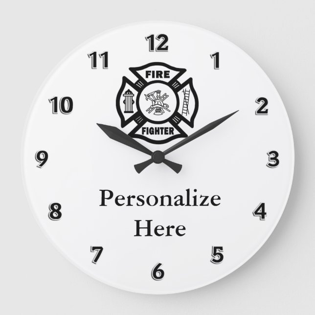 Firefighter Fire Dept Symbol Large Clock (Front)