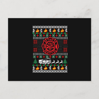 Firefighter Fire Dept Ugly Christmas Funny Xmas Pa Holiday Postcard