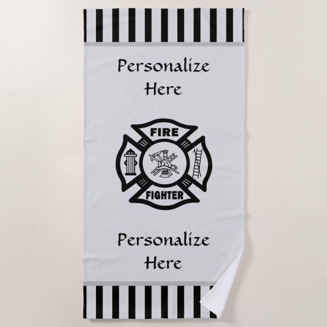 Firefighter Fire Rescue   Beach Towel (Front)